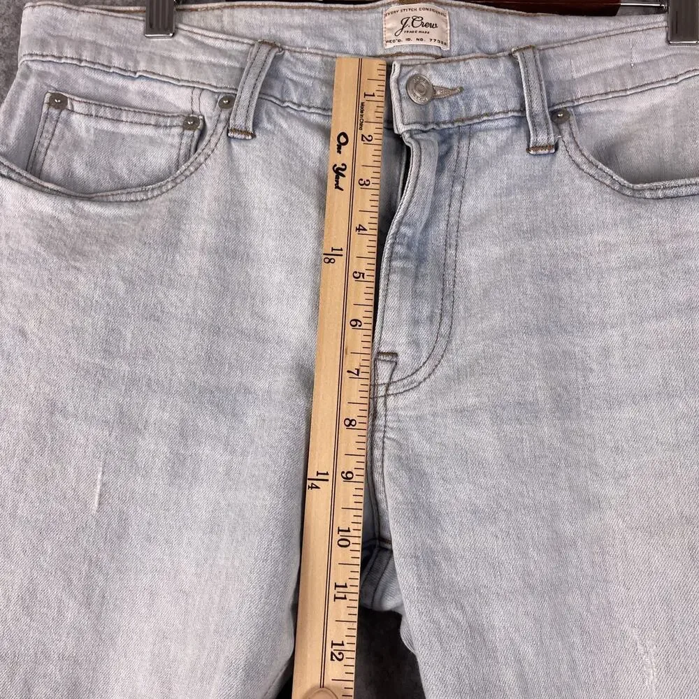 J. Crew 484 Slim Jeans Mens 35x32 Light‎ Wash Distressed Stretch Preppy Casual